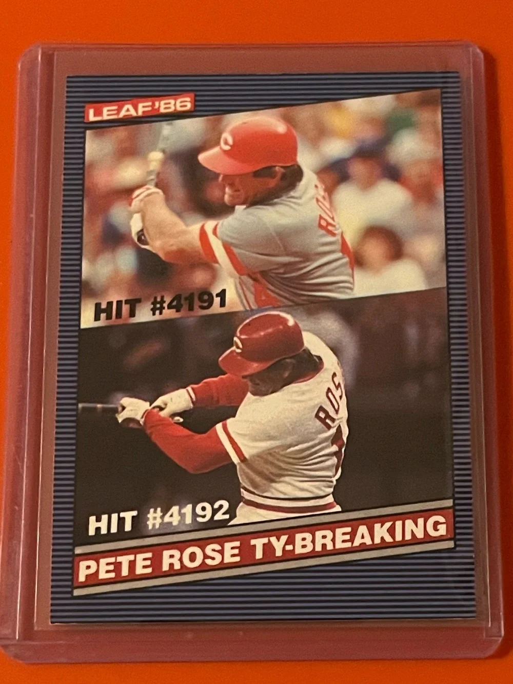 Pete Rose: Ty Breaking Hit #209 1986 Leaf Baseball Trading Card